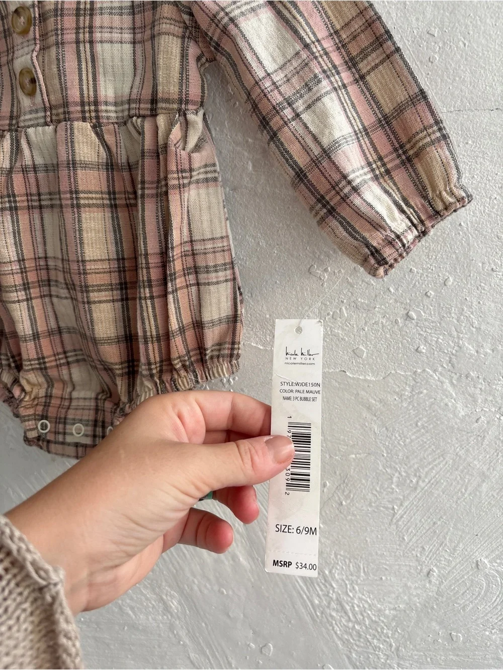 NWT 6-9 month baby girl plaid collared Nicole miller bodysuit